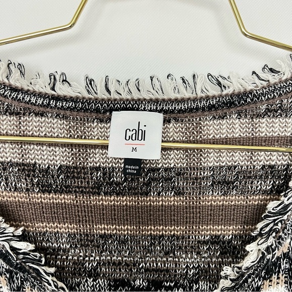 Cabi Classic Fringe 100% Cotton Open Cardigan Sweater Brown Plaid - Picture 10 of 10